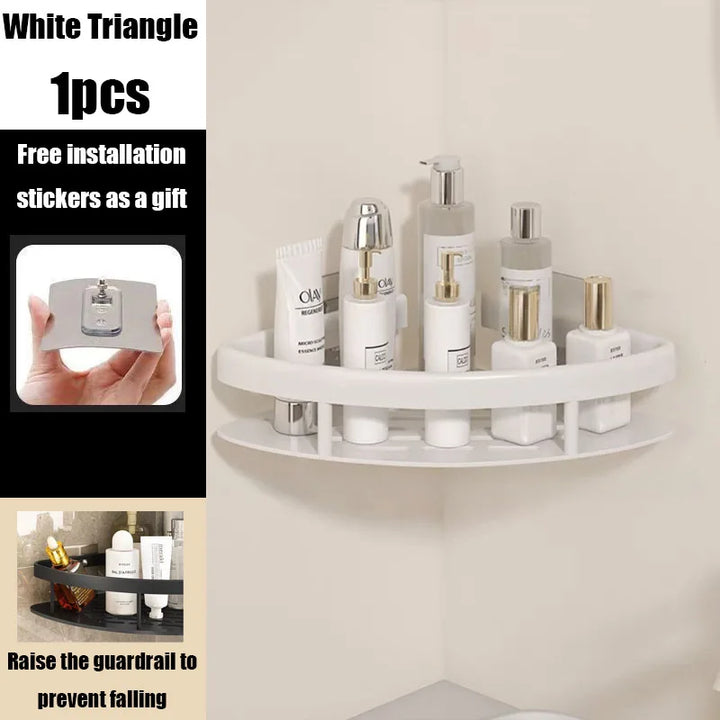 Vielseitige Eck-Duschablage ohne Bohren, Badregal für Shampoo, Seife und weiteres Duschzubehör.