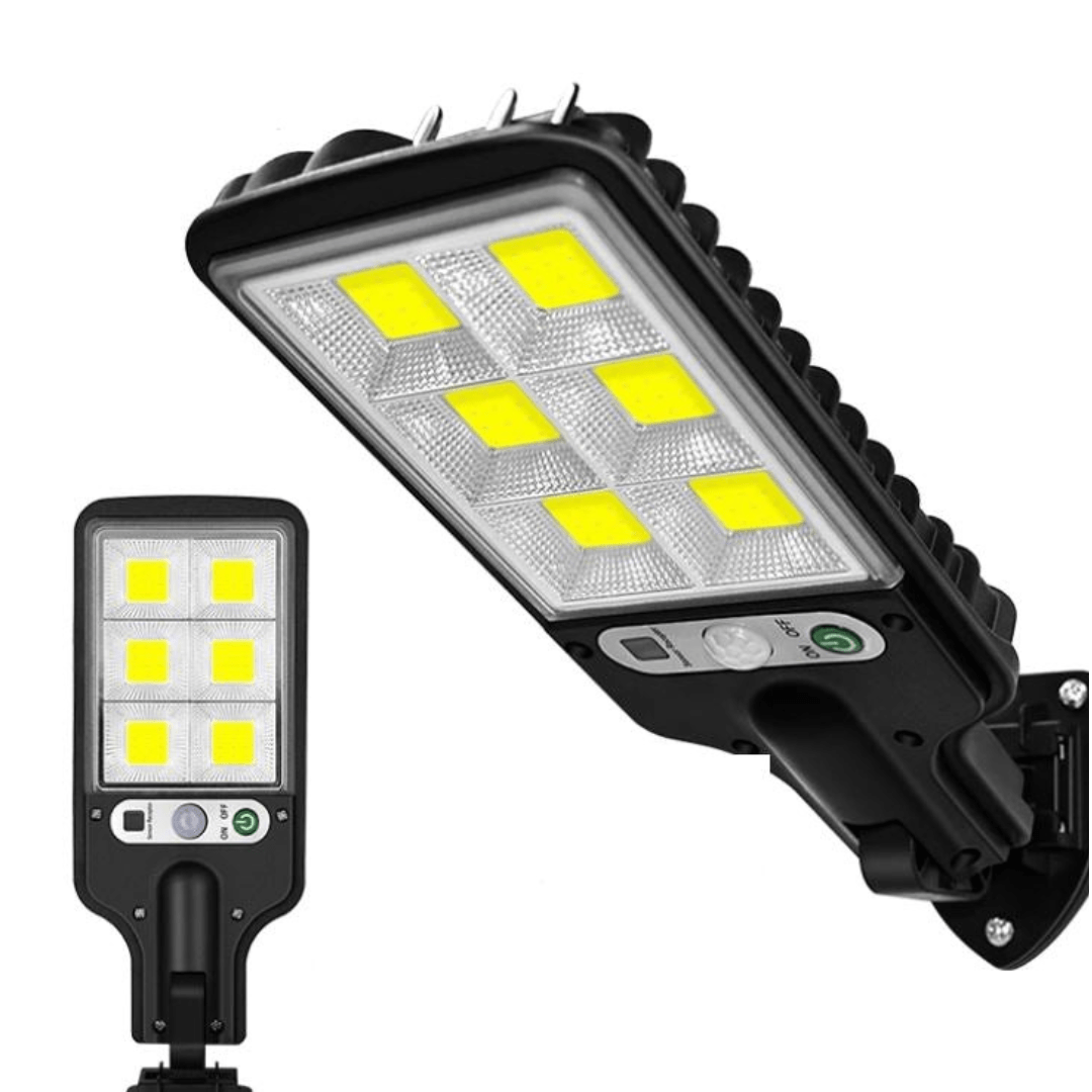 Leistungsstarker ECOBEAM 600 Solarstrahler. Umweltfreundliche LED-Außenbeleuchtung mit Solarpanel.