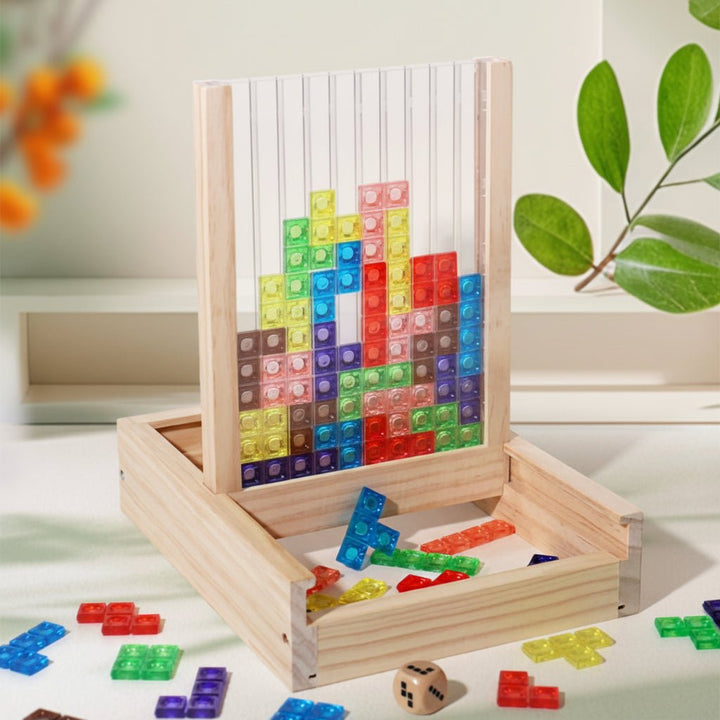 ECOBLOCK Holzpuzzle: nachhaltiges Lernspiel für Familienspaß & Denktraining, inspiriert von Tetris. Fördert Kreativität.
