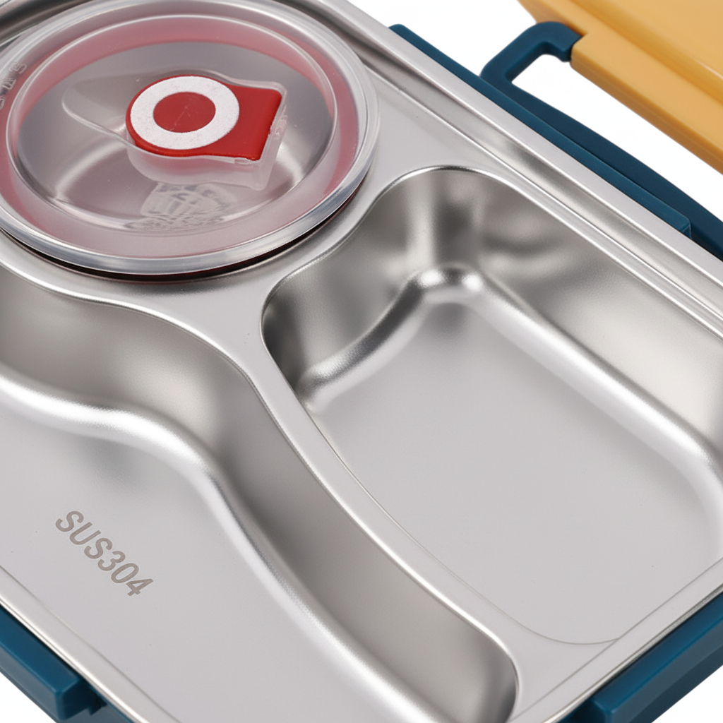 HeatNook Edelstahl Bento Lunchbox mit Fächern hält warme Mahlzeiten frisch. Ideal für Büro & Schule.