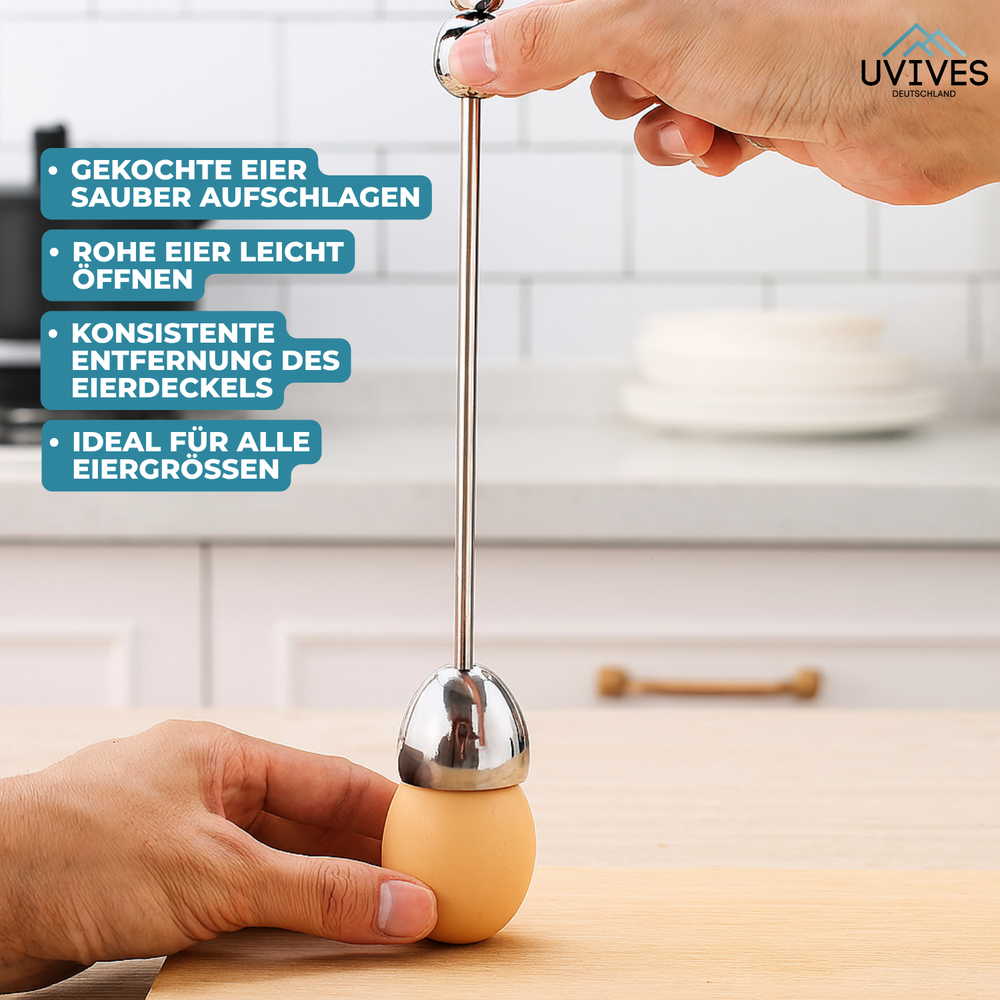 Innovativer Eieröffner aus Edelstahl für makellos saubere Eier, ein unverzichtbares Küchengadget.