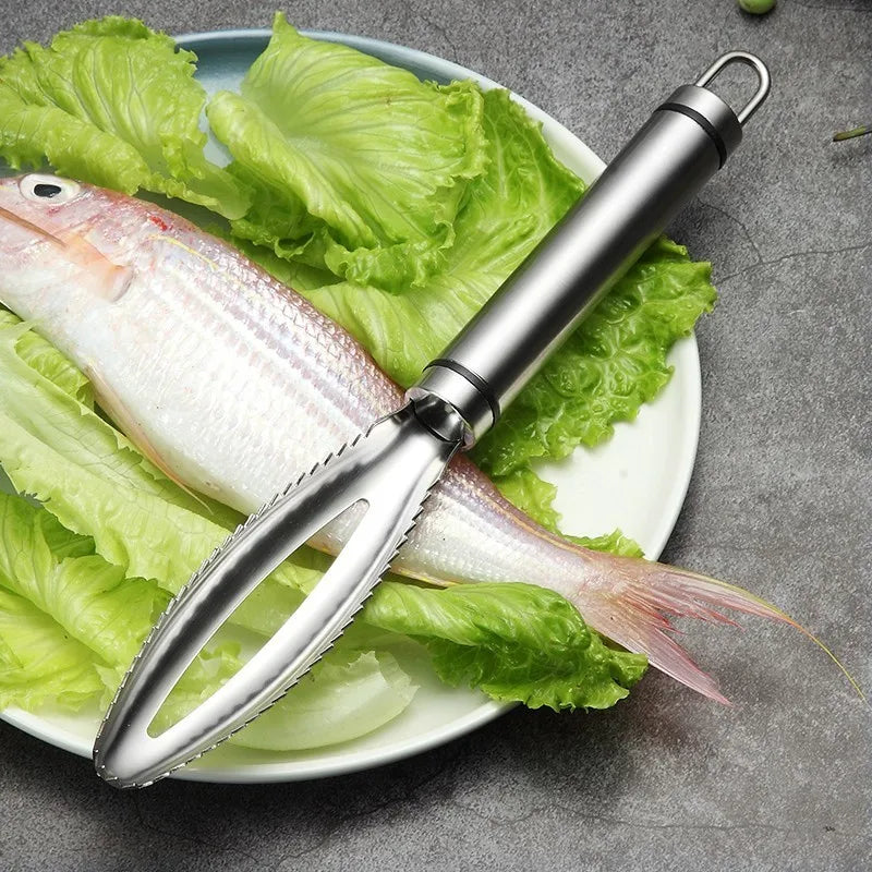 Robuster Edelstahl Fischschupper, ein effizienter Schuppenentferner für schnelle und saubere Fischzubereitung.