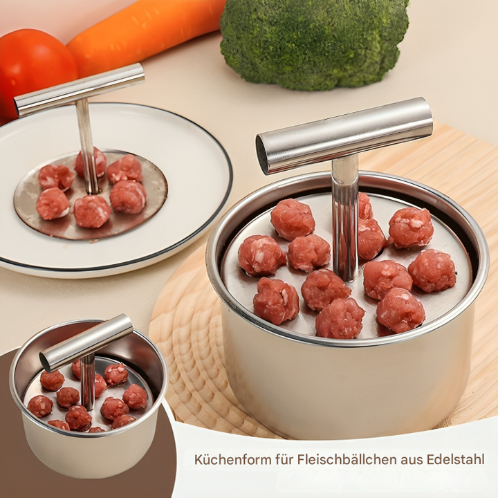Edelstahl Fleischbällchen Former für gleichmäßige Kugeln. Praktischer Küchenhelfer für Fleisch, Gemüse & Reis.