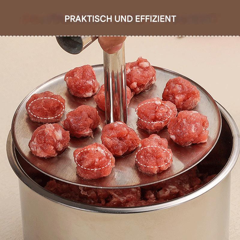 Küchenhelfer zum Formen perfekter Fleischbällchen aus Edelstahl. Macht gleichmäßige Kugeln schnell & einfach.