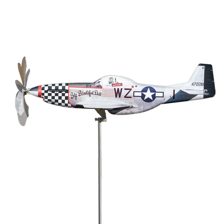 Elegantes Edelstahl Flugzeug-Gartenwindrad. Originelle Geschenkidee für Gartenliebhaber und Balkondekoration.