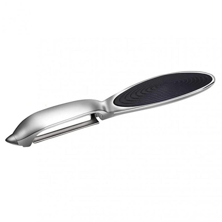 Ergonomischer Küchenhelfer aus Edelstahl, perfekt für müheloses und schnelles Gemüseschälen.