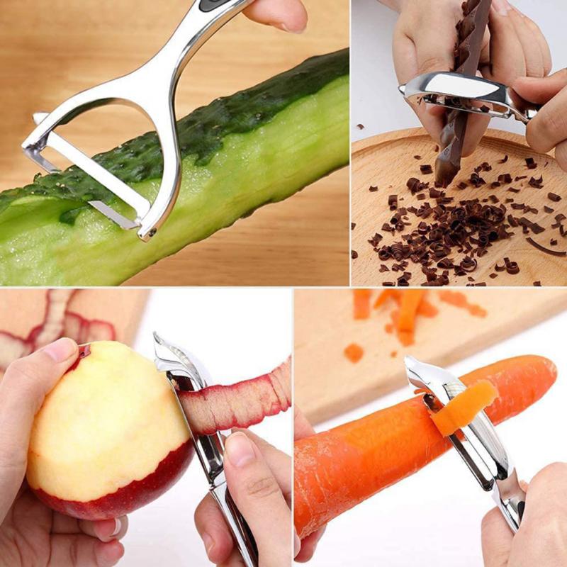 Hochwertiger Edelstahl Gemüseschäler mit ergonomischem Griff. Elegantes Küchenwerkzeug.