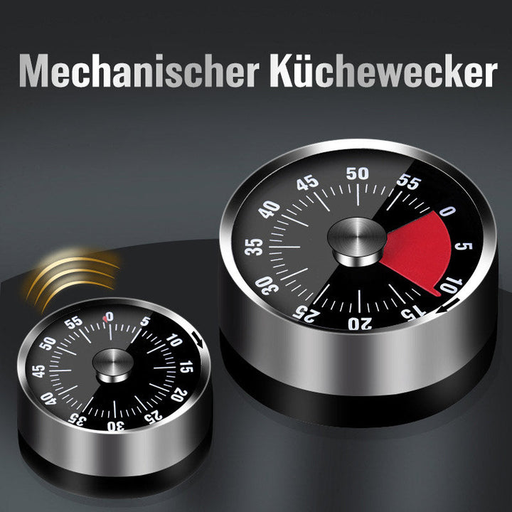 Metallische Küchenuhr aus Edelstahl, magnetisch. Genauigkeit für Kochen & Backen in der Küche.