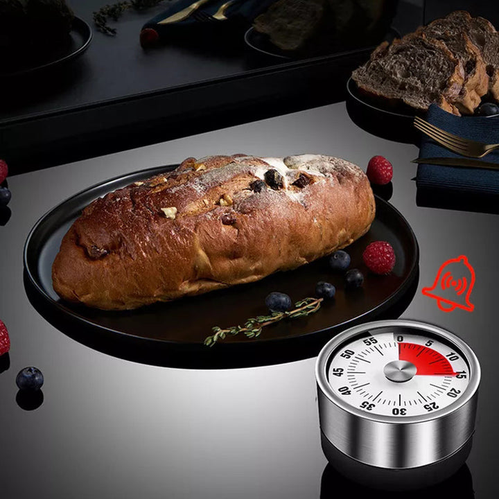 Eleganter Küchentimer aus Edelstahl, mit Magnet. Optimal für das Kochen, Backen und Zeitmanagement.