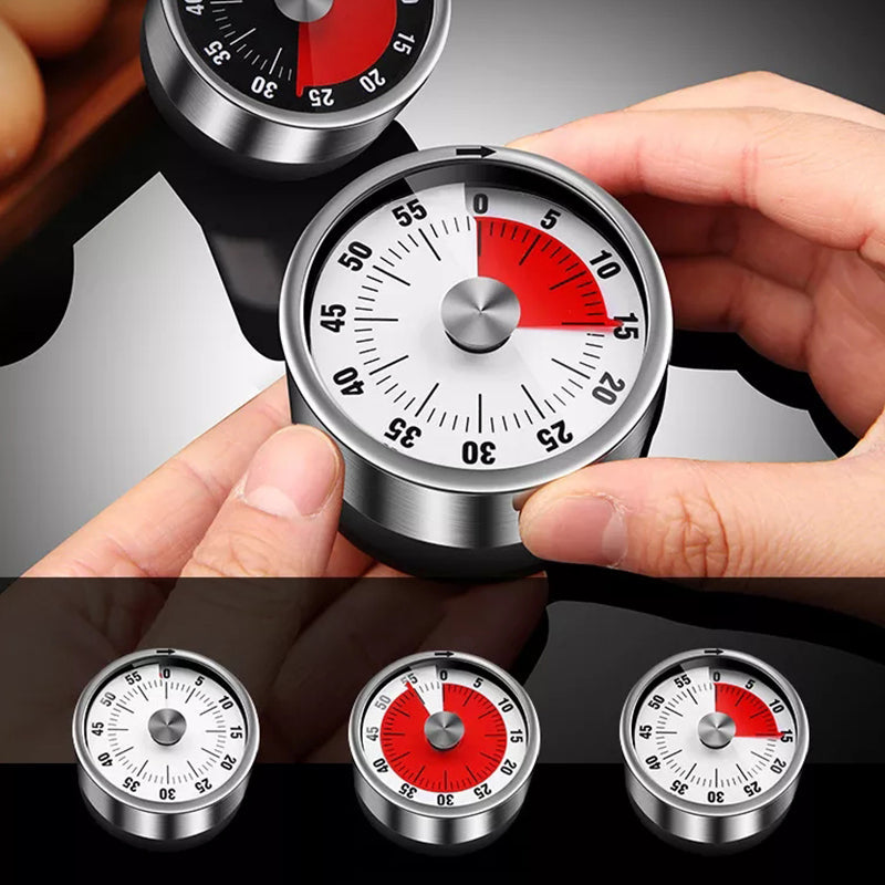Funktionale Edelstahl-Zeitschaltuhr mit Magnet. Unverzichtbarer Küchentimer für präzises Backen.