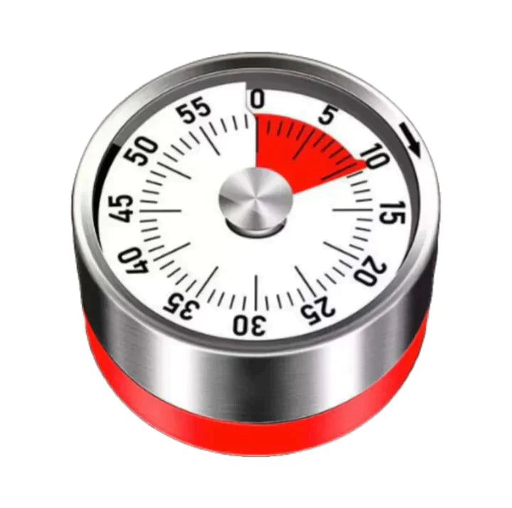 Edelstahl-Küchenuhr mit starkem Magnetrücken. Zuverlässiger Timer für Kochen und Backen.