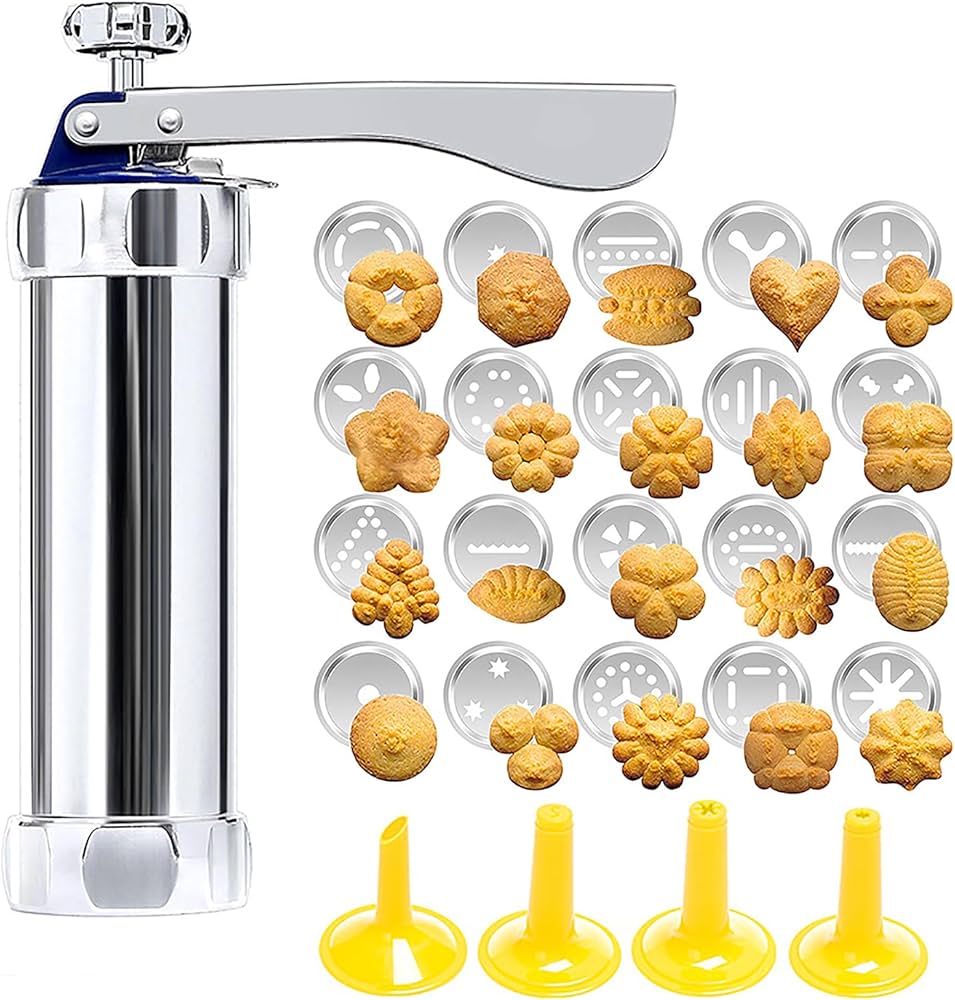 Kreativer Küchenhelfer: Edelstahl Keks-Presse als Geschenkidee für alle Backbegeisterten und Dessert-Liebhaber.