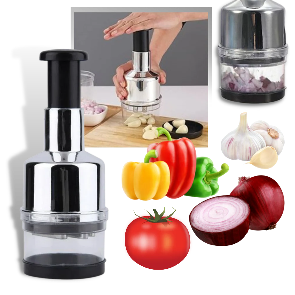 Edelstahl Knoblauchhacker für schnelles Zerkleinern von Knoblauch. Ein robuster Küchenhelfer für Ihre Küche.