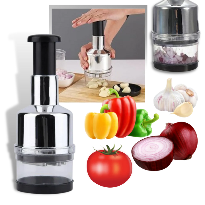 Edelstahl Knoblauchhacker für schnelles Zerkleinern von Knoblauch. Ein robuster Küchenhelfer für Ihre Küche.