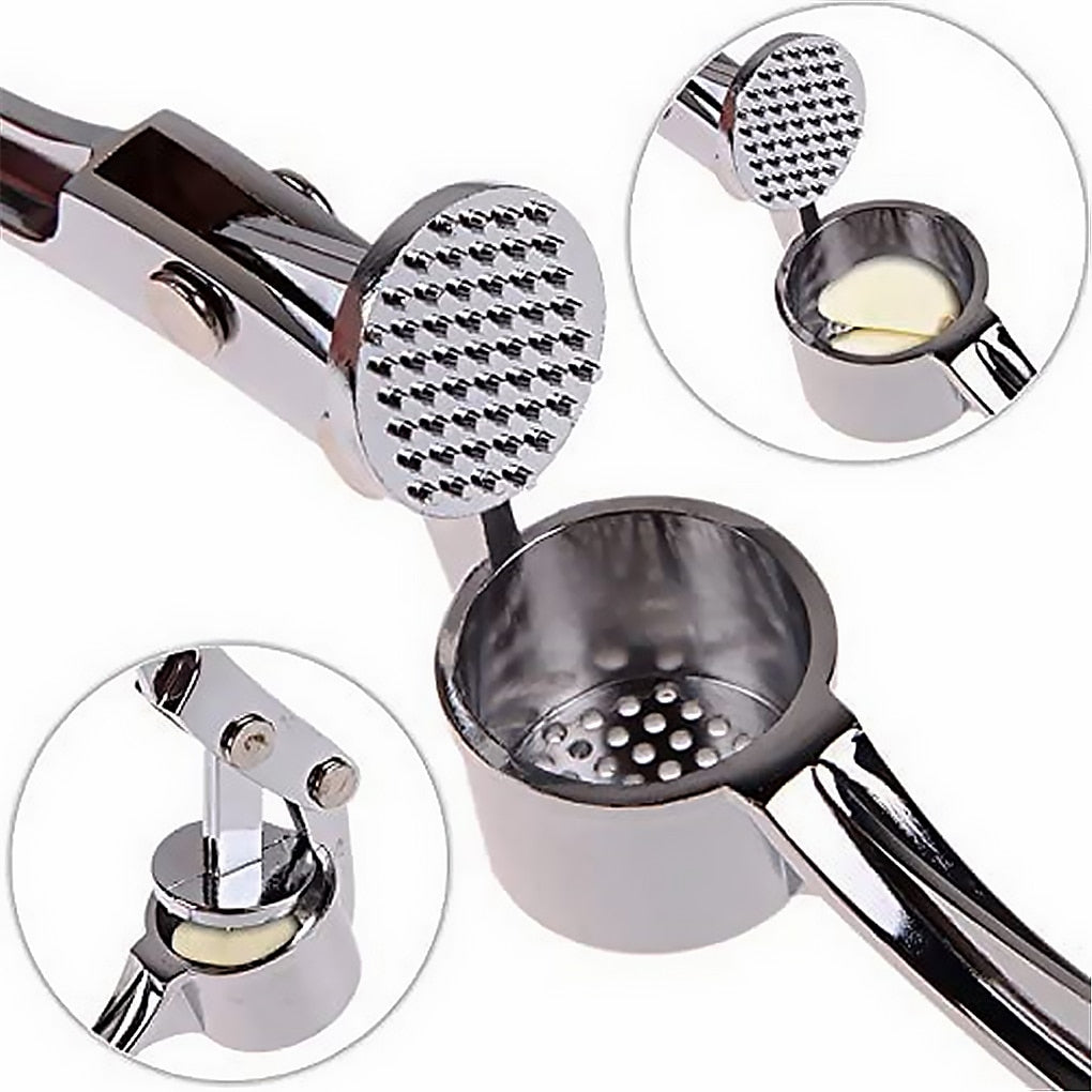 Frischer Knoblauch wird mühelos mit der stabilen Edelstahl Knoblauchpresse und dem Zerkleinerer verarbeitet.