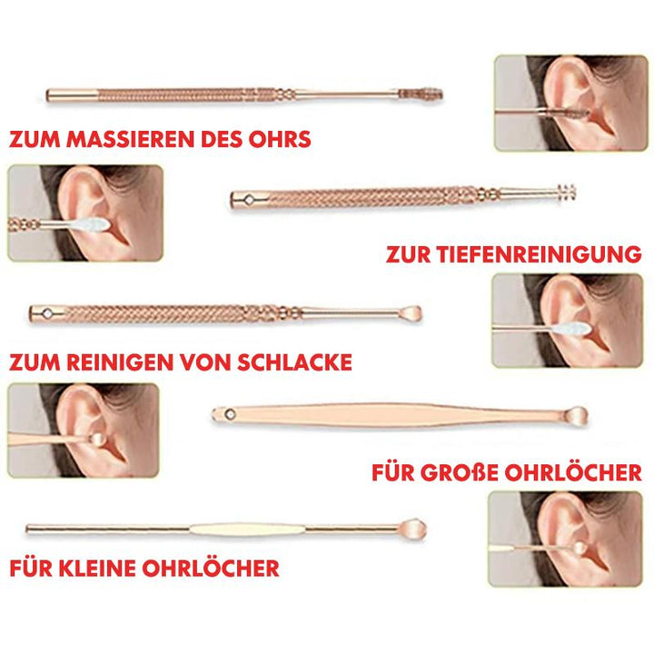 Ergonomische Edelstahl Ohrreiniger für schmerzfreie & effektive Ohrenschmalzentfernung.