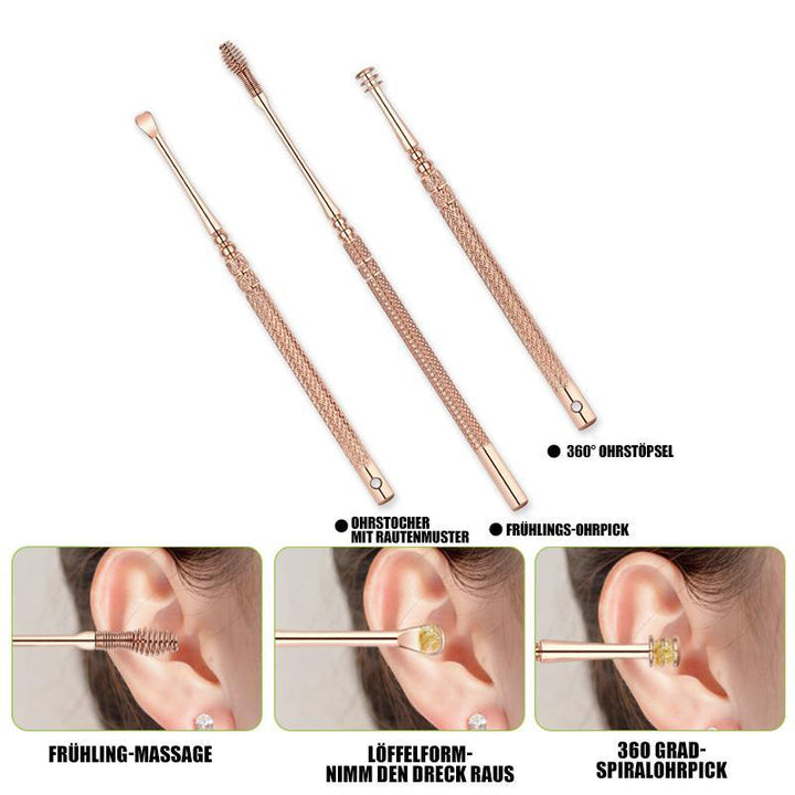 Wiederverwendbares Ohrreinigungs-Set aus Edelstahl für effektive und hygienische Ohrenschmalzentfernung.