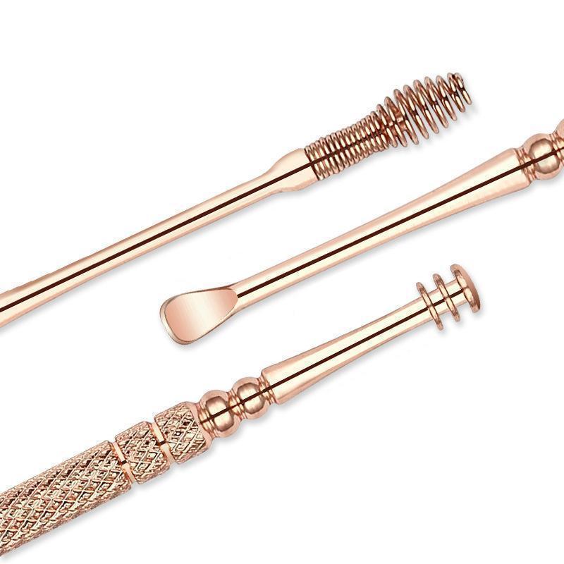 Komplettes 6-teiliges Edelstahl Ohrenschmalzentferner Set für gründliche, hygienische Ohrenpflege.