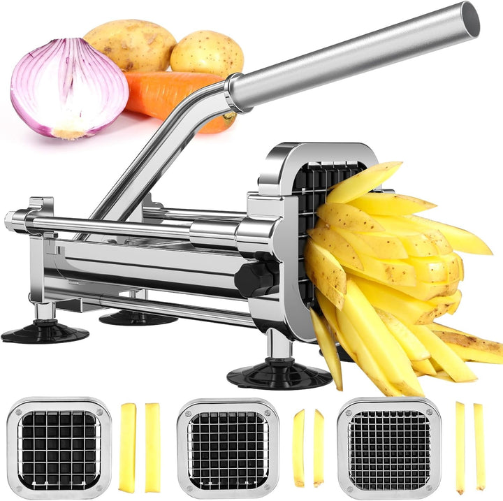 Edelstahl Pommes-Schneider für einfache und schnelle Zubereitung von Pommes frites und Gemüsesticks.