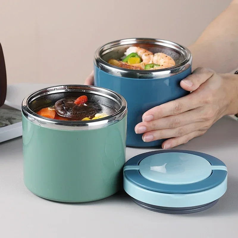 Edelstahl Thermo Lunchbox, auslaufsicher, mit Griff für Büro, Schule & Picknick. Warmhaltebox 630ml/1000ml.