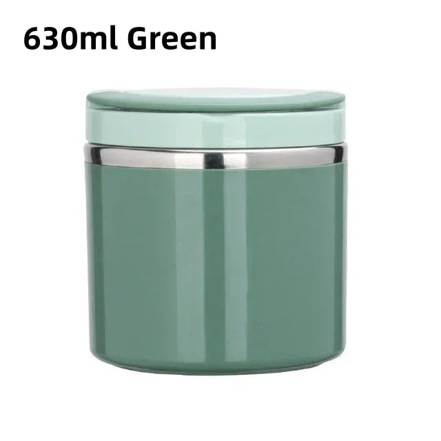 Essen warmhalten mit dieser auslaufsicheren 630ml Edelstahl Thermo Lunchbox samt praktischem Griff.
