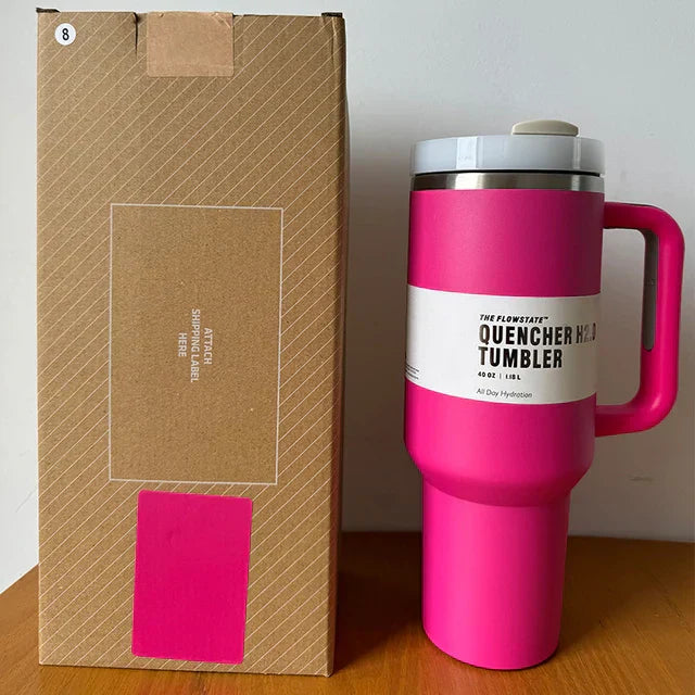 Isolierbecher mit Strohhalm, aus gebürstetem Edelstahl, Vakuum isoliert für Heiß- & Kaltgetränke.