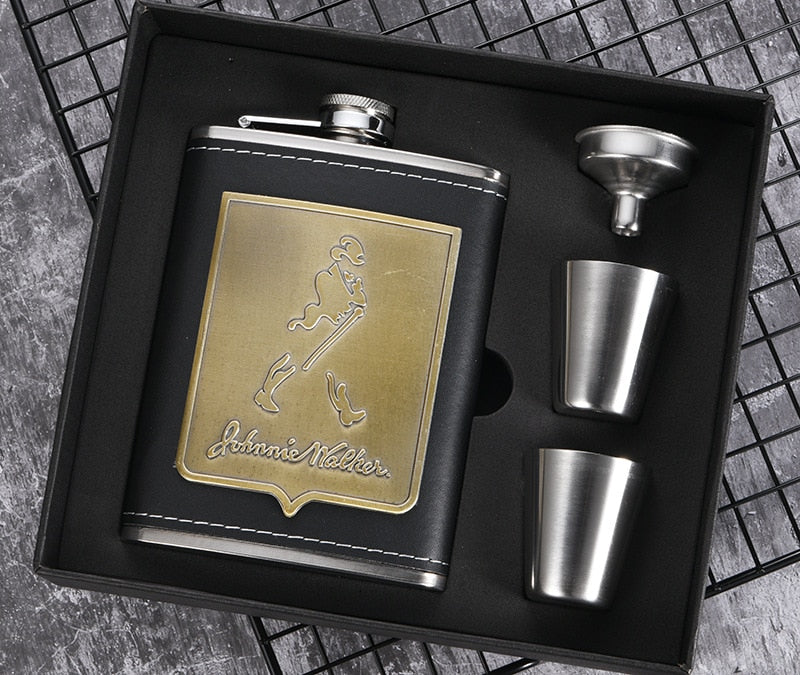 Premium Edelstahl Whisky Hüftflasche, rostfrei und langlebig, mit Trichter Set.