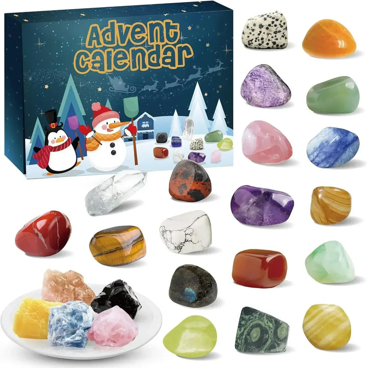 Lernspielzeug Edelstein-Adventskalender für Kinder mit 24 einzigartigen Natursteinen zum Entdecken.