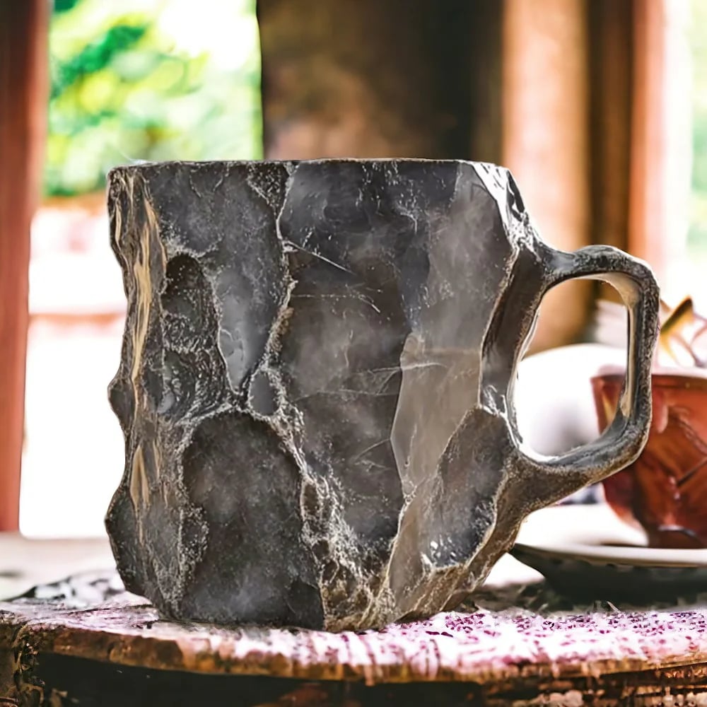 Edle Mineralkristall-Tasse für Kaffee, Tee, Heißgetränke. Einzigartiges Design, robust.
