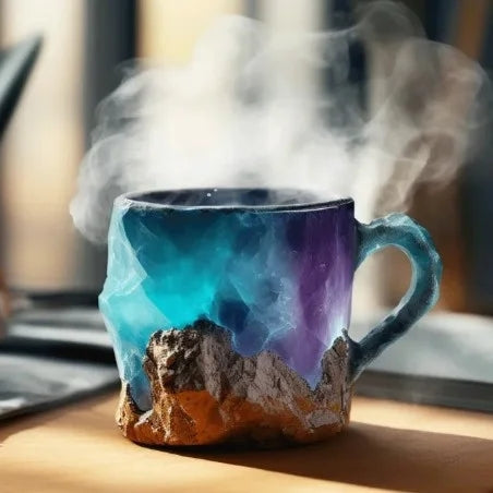Umweltfreundliche Mineralkristall-Tasse für nachhaltigen Genuss. Büro- & Wohnaccessoire.