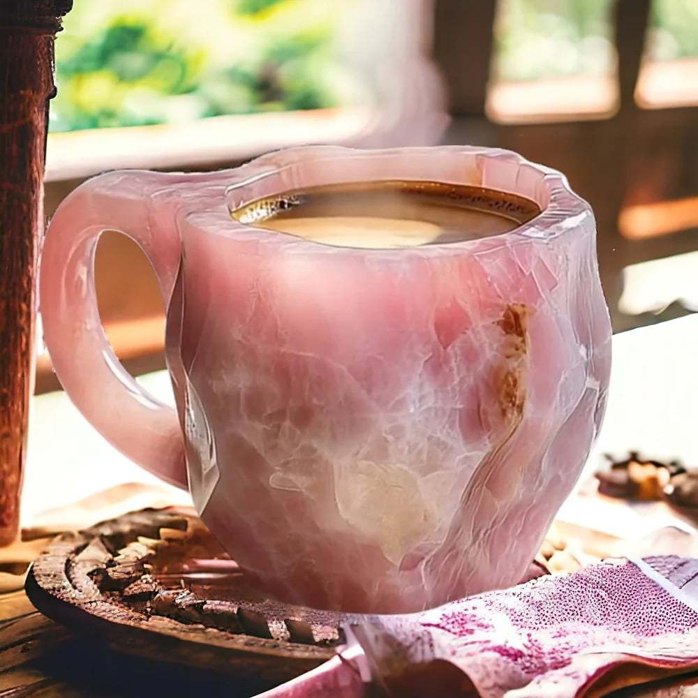 Edle Tasse mit Mineralkristall-Textur. Ideales Büro- oder Wohnaccessoire, robust & schön.