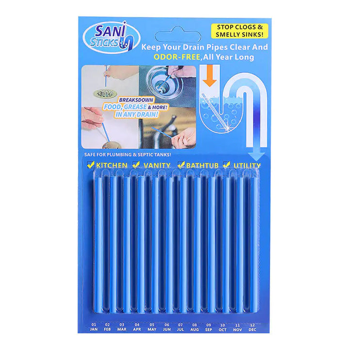 Umweltfreundliche Abflussreiniger-Sticks im Küchenabfluss. Gegen Fett, Gerüche und Verstopfungen.