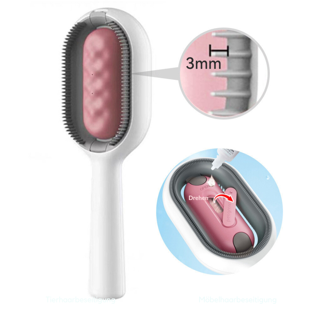 Detailansicht der hochwertigen Borsten der Haustierbürste, ideal für effektive Fellpflege & Glanz.