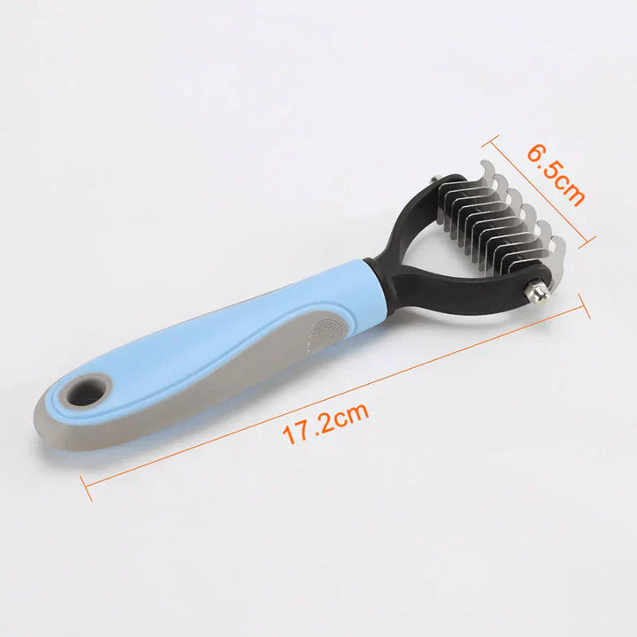 Ergonomischer Pflegekamm für Haustiere, ideal zur Entfernung von losem Haar und Verfilzungen.