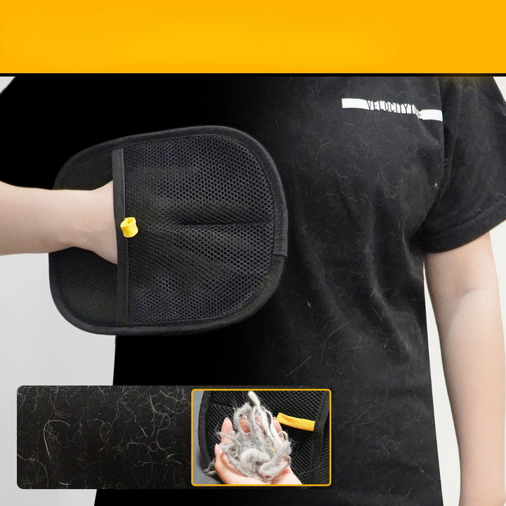 Wiederverwendbarer Fellpflege-Handschuh entfernt lose Tierhaare. Ideal für Katze, Hund & Haustier-Reinigung.