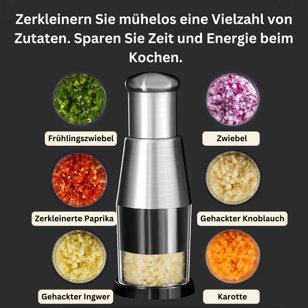 Hochwertige Knoblauchpresse, zeitsparend & effizient, aus Edelstahl für einfaches Kochen und schnelles Zerkleinern.
