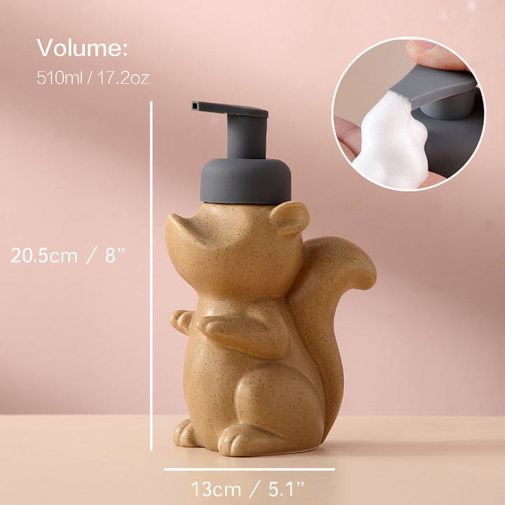 Eichhörnchen-Seifenspender als charmantes Wohnaccessoire für Bad und Küche, 510ml, Tierdesign.