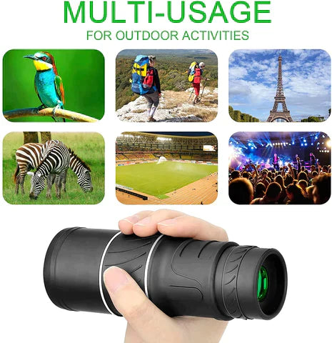 Kompaktes 16x52 Monokular Teleskop mit Zoom für Outdoor-Abenteuer, Vogelbeobachtung und Naturfotografie.