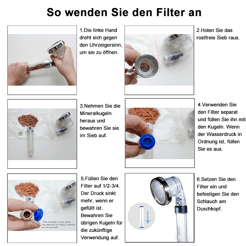 Ionenfilter Duschkopf für Badezimmer: Handbrause mit Druckregulierung, wassersparend & vorteilhaft für Haut-Haarpflege.