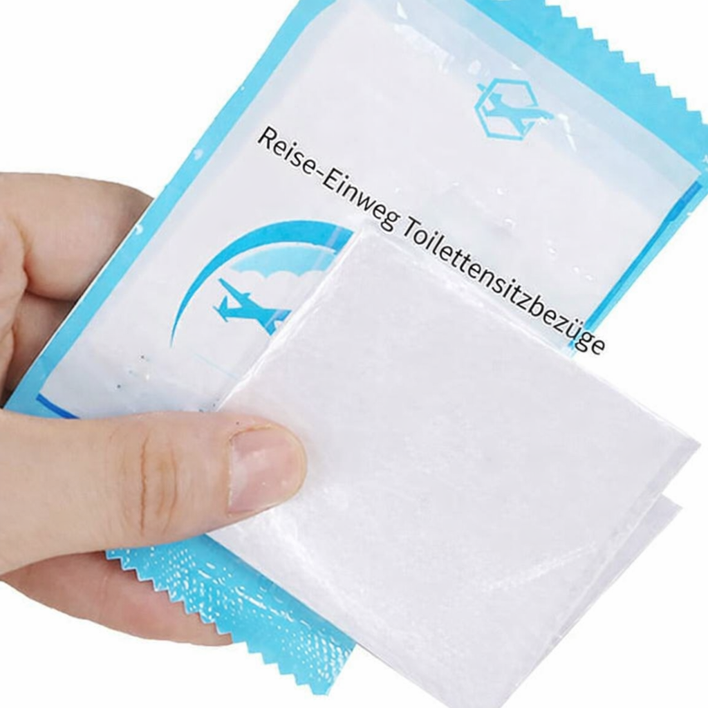 Bequeme Einweg-WC-Sitzauflagen für unkomplizierten Hygieneschutz; ideal für alle öffentlichen Toiletten.