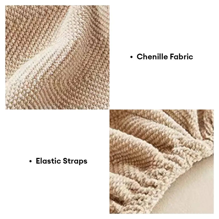 Stilvoller Chenille Sesselbezug mit auffälligem Fischgrätmuster. Elastisch, robust und schützt Ihren Sessel optimal.