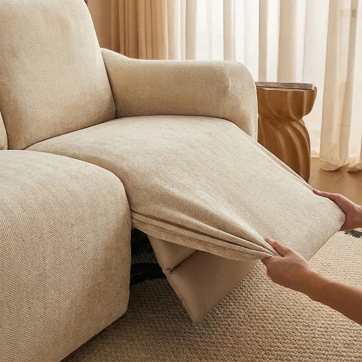Elastischer Relaxsesselbezug aus Chenille, Fischgrätmuster; idealer Möbelschutz und Deko für Ihr Wohnzimmer. Pflegeleicht.