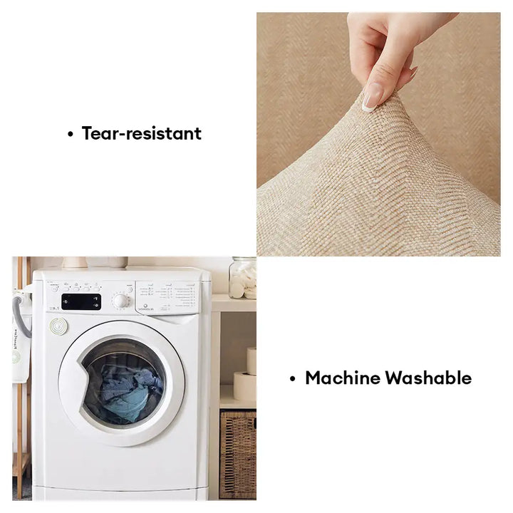 Chenille Sesselbezug, elastisch, Fischgrätmuster. Schützt Möbel, ist pflegeleicht und dekorativ für Ihr Wohnzimmer.