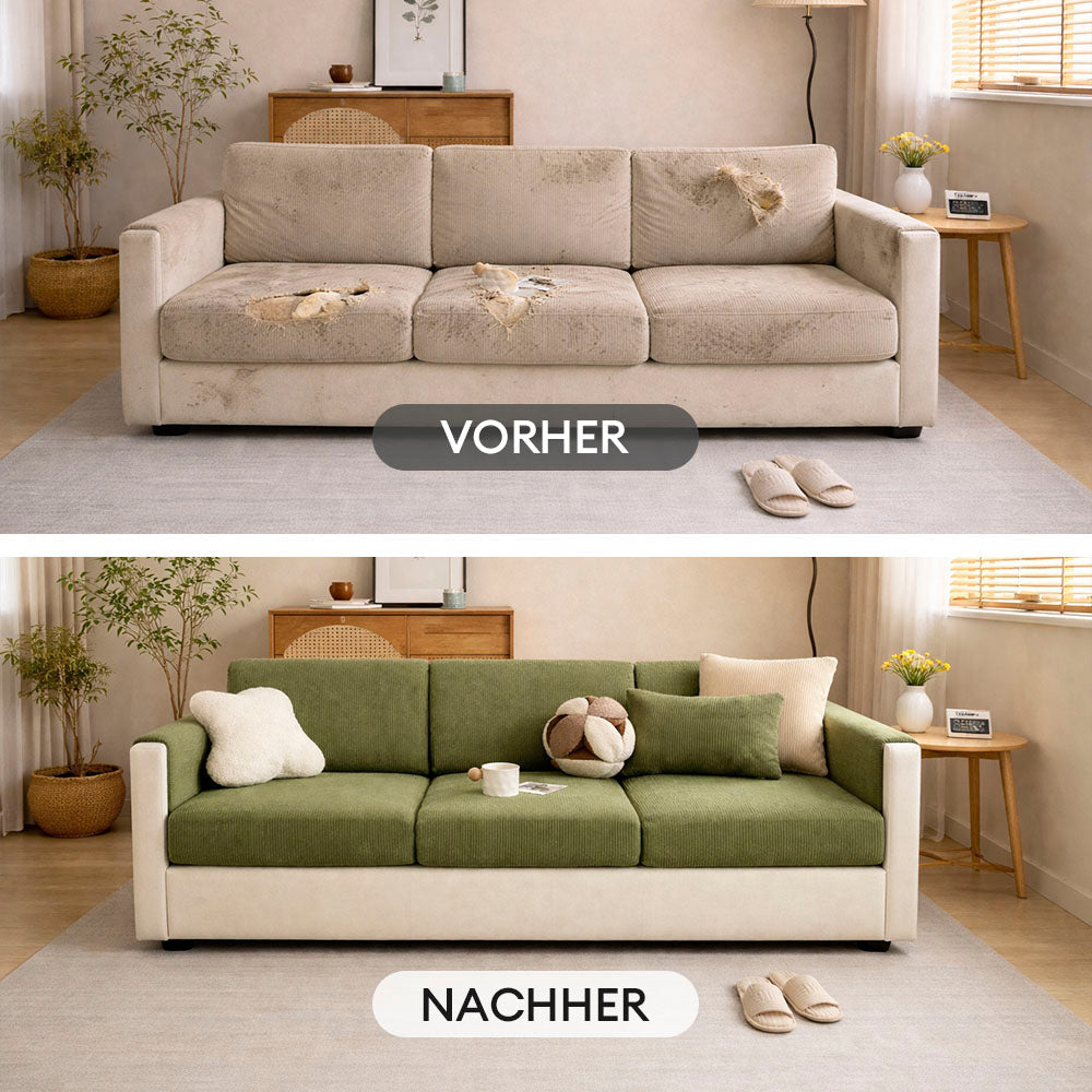 Kratzfester, elastischer Cord-Sofabezug mit Streifen, ideal für Haustiere; langlebiger Schutz.