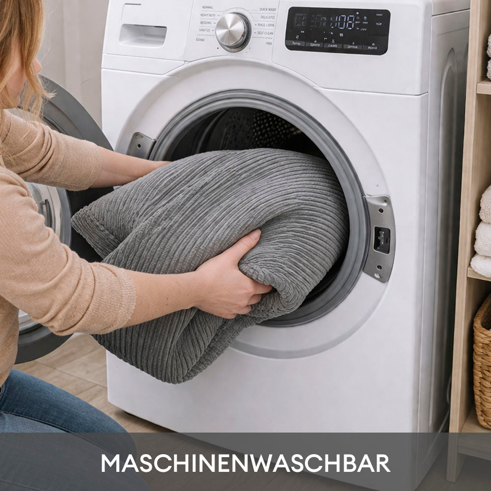 Gemütlicher Wohnzimmer-Sofabezug aus Cord mit Streifen, modern & schützt vor Tierkrallen.