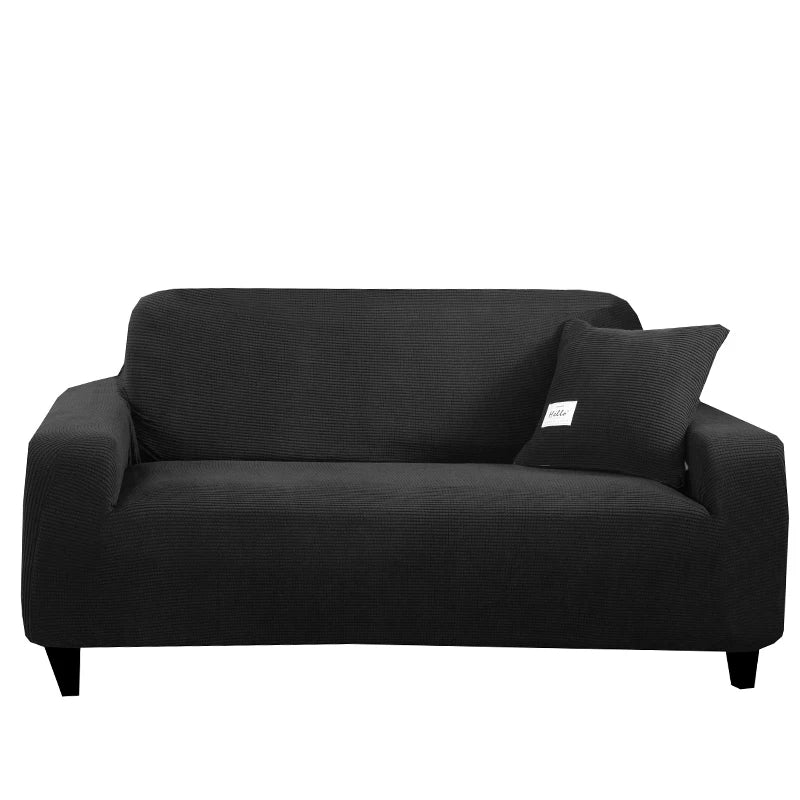 Grauer Stretch-Sofaüberzug, Jacquard-Optik, ideal für Ecksofas und L-Form, Möbelschutz.