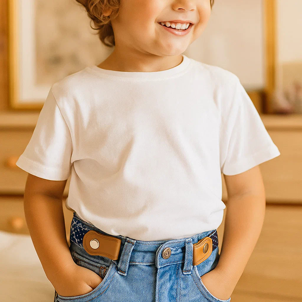 Unisex Kindergürtel in Grau, elastisch und flexibel, passend für Jungen & Mädchen, alle Größen.