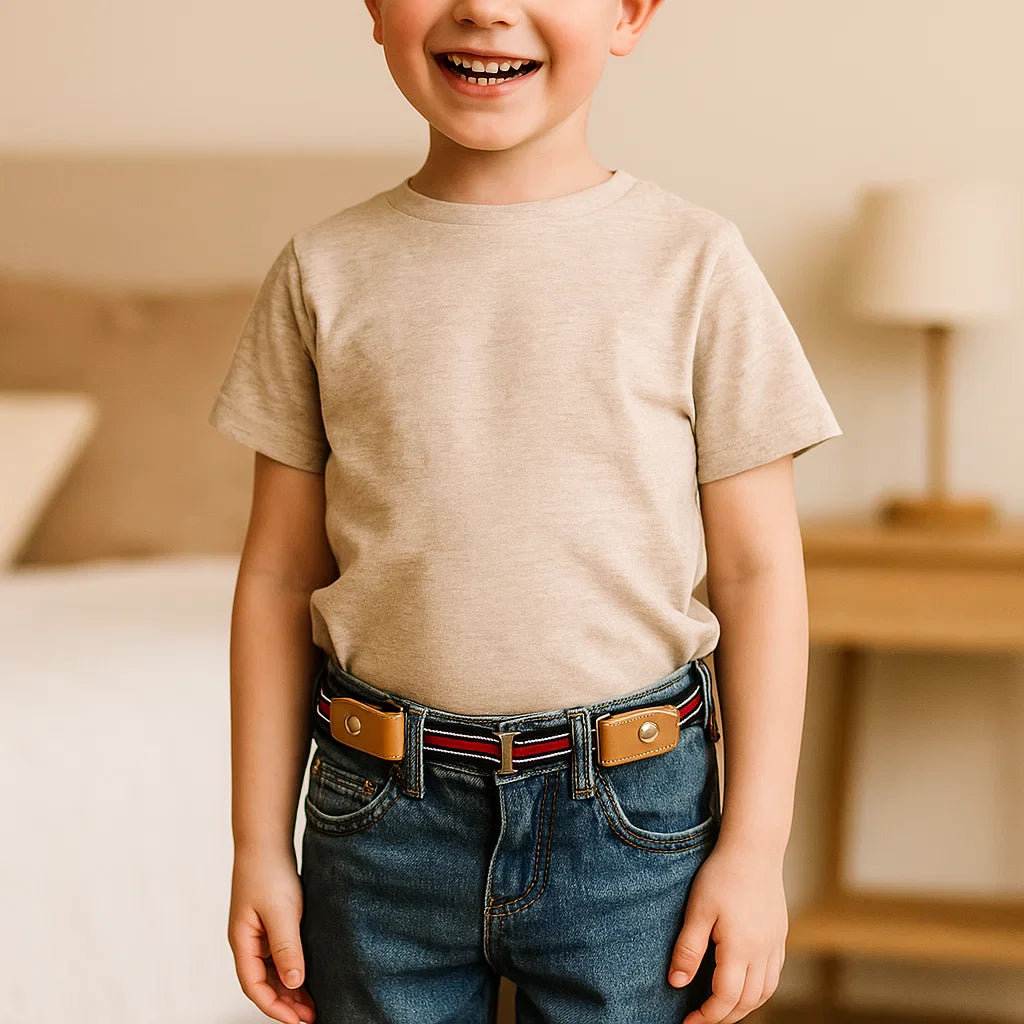 Einfarbiger elastischer Kindergürtel in Gelb, ein fröhliches Accessoire für jede Kinderhose.