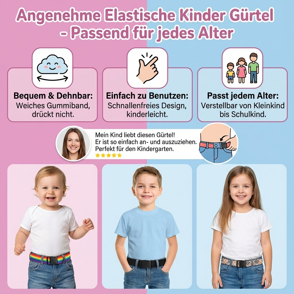 Robuster elastischer Gürtel für Kinder, Mädchen & Jungen, in Grün, ideal für aktive Spielzeit.