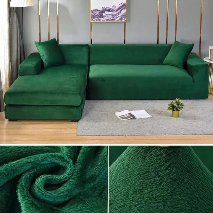 Elastischer Möbelbezug aus Samt, für Zweisitzer, bringt Eleganz ins Wohnzimmer.